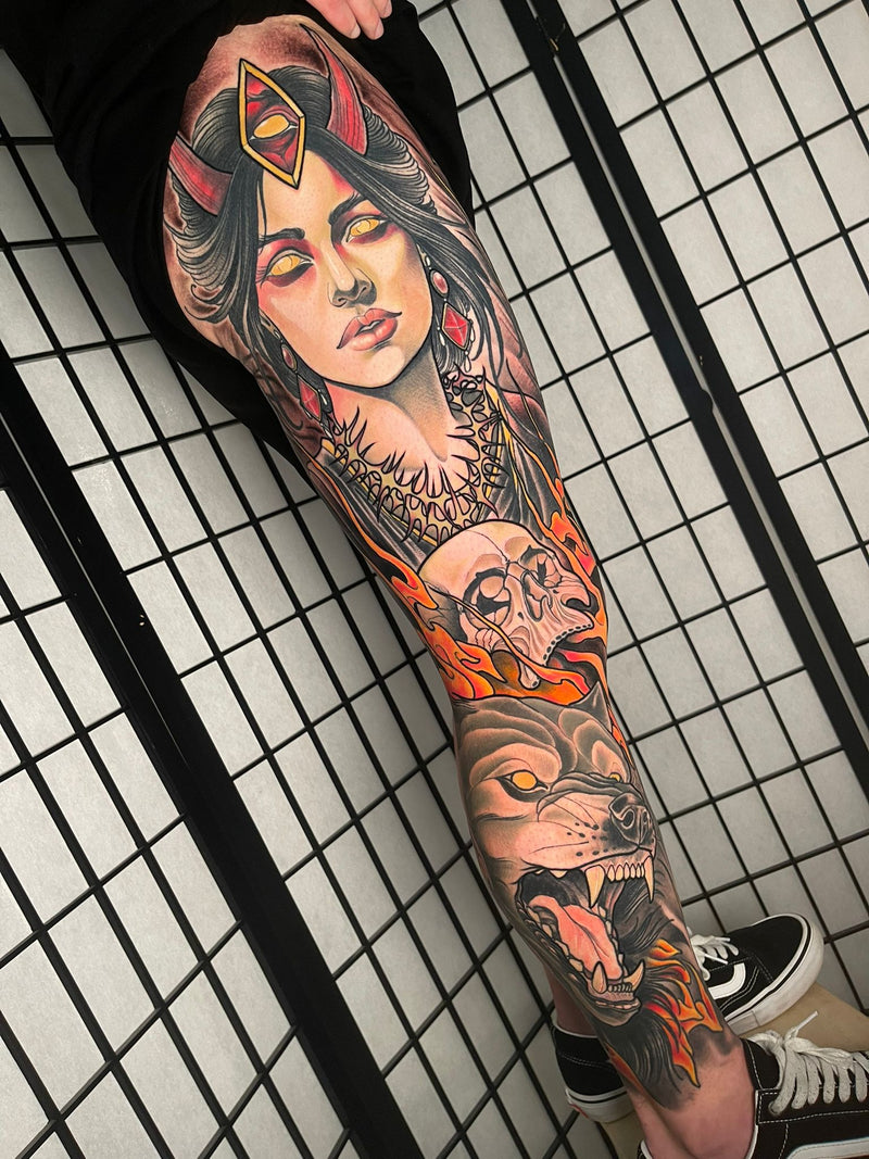 Neo-traditional sleeve by Bobby Dunbar