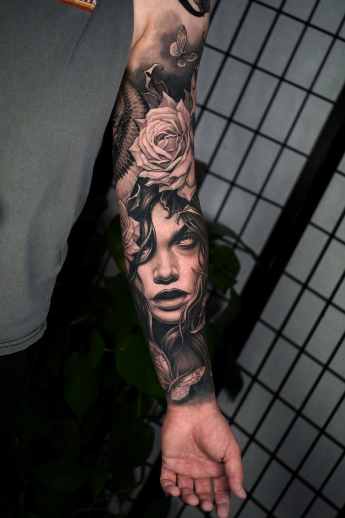 Black & Grey Realism tattoo by Umbra Tattoo, Fitzroy Melbourne