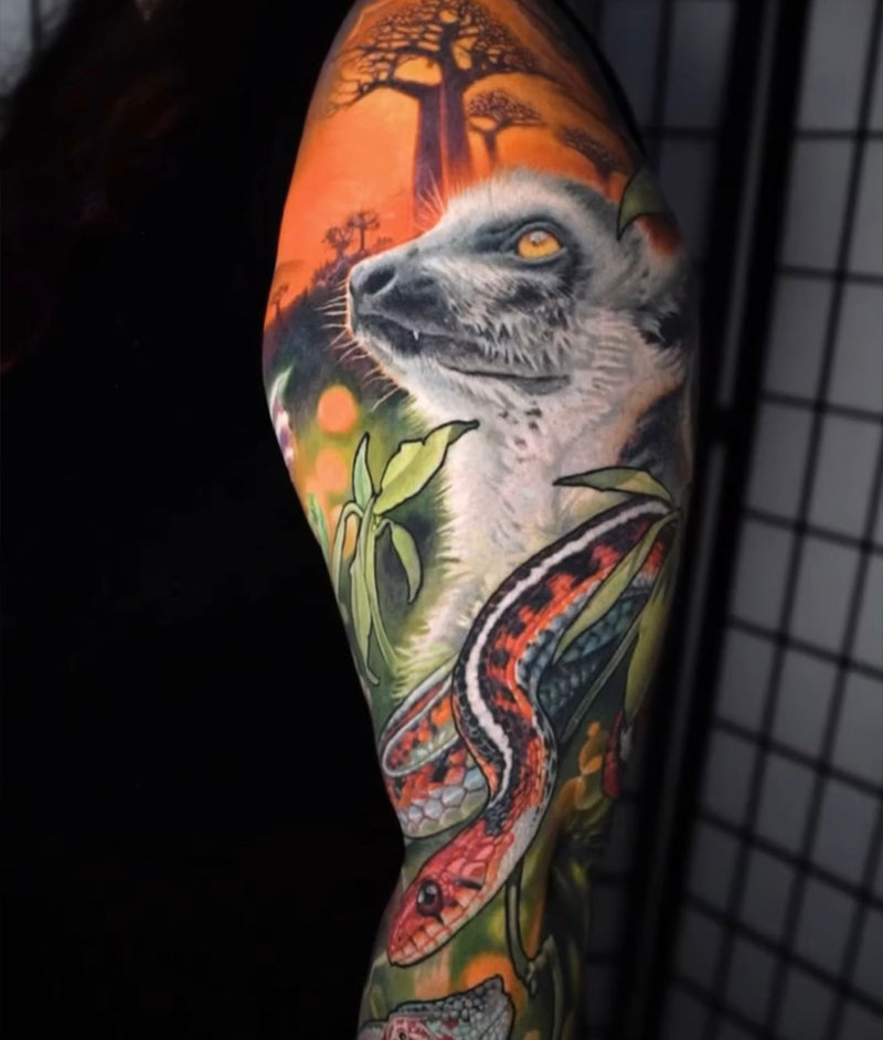 Colour realism lemur sleeve by Frederick Bain