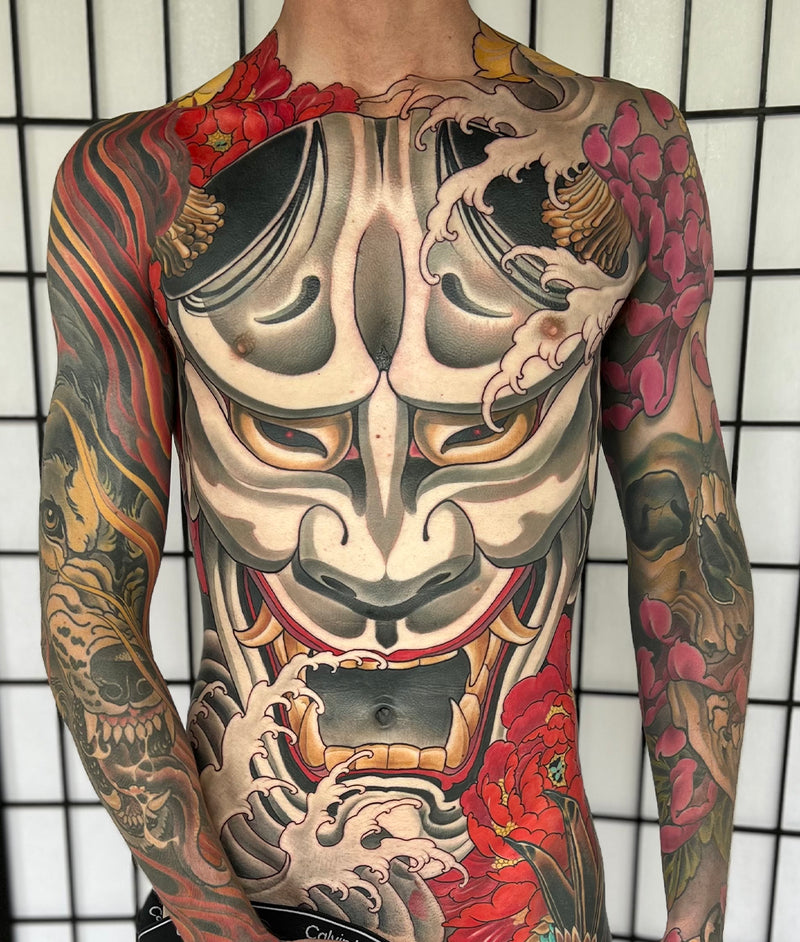 Japanese hannya mask bodysuit by Jake Danielson