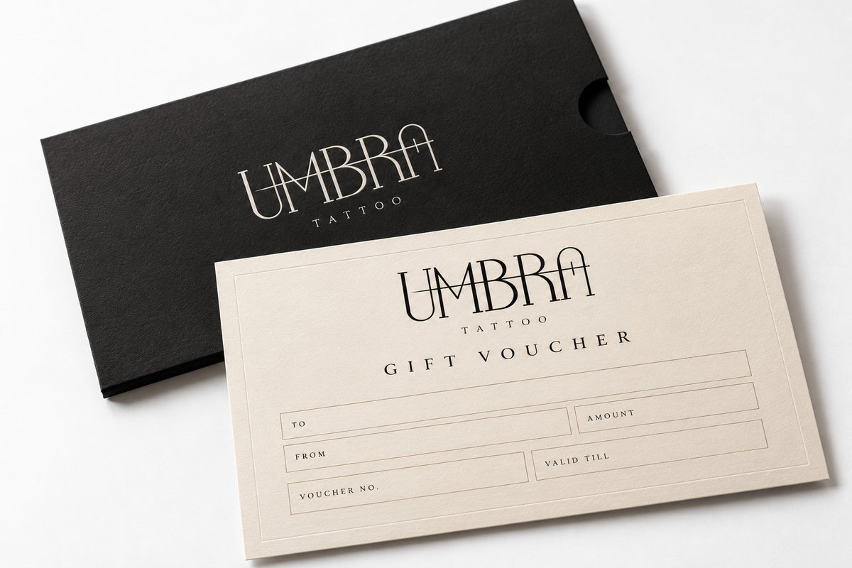 Umbra Tattoo gift voucher and black sleeve